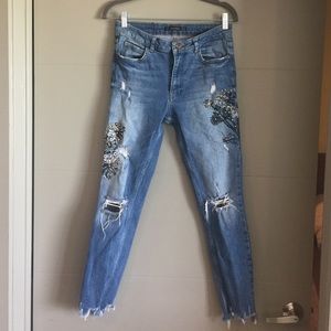 Zara embroidered jeans